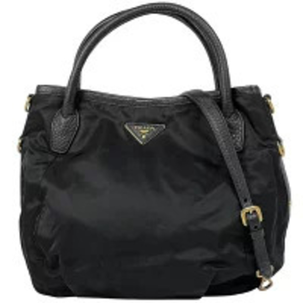 Prada Plate 2way Shoulder Bag Tessuto Nero Black